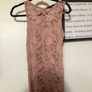 Lace, soft pink mini dress